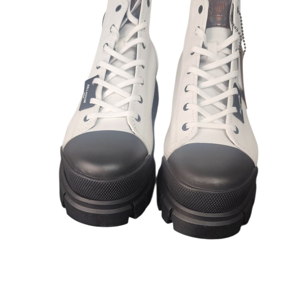Palladium White‎ Black Platform Lug Sole Combat Boots Women's Size 10 NEW